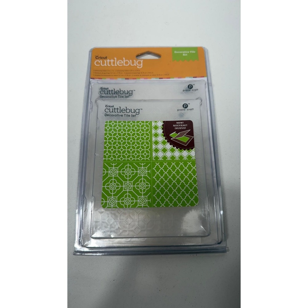 Cricut Cuttlebug Decorative Tile Set 4 Embossing Folders 2001395 New